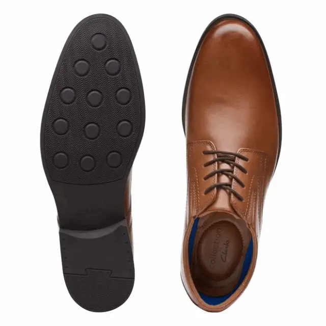 Clarks Whiddon Plain Dark Tan Dark Tan Leather - 44