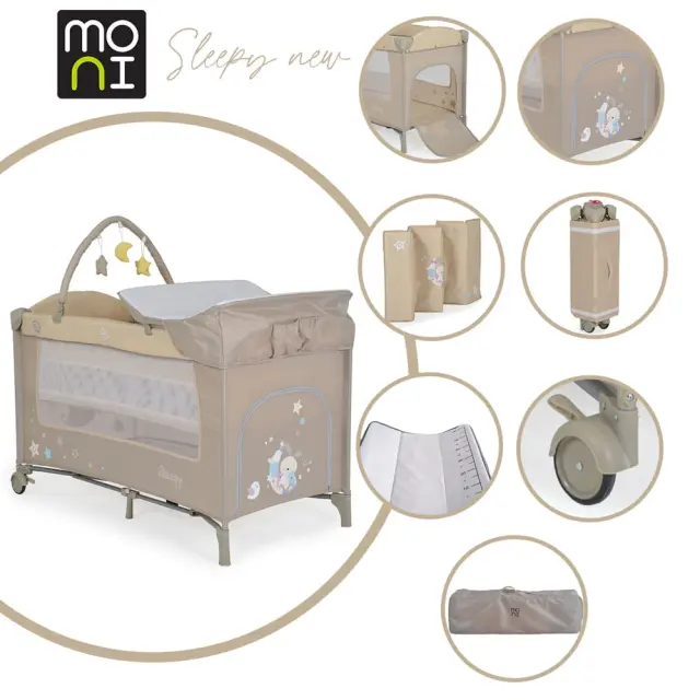 Moni Sleepy Παρκοκρέβατο 2 Επιπέδων με Αλλαξιέρα Beige 2