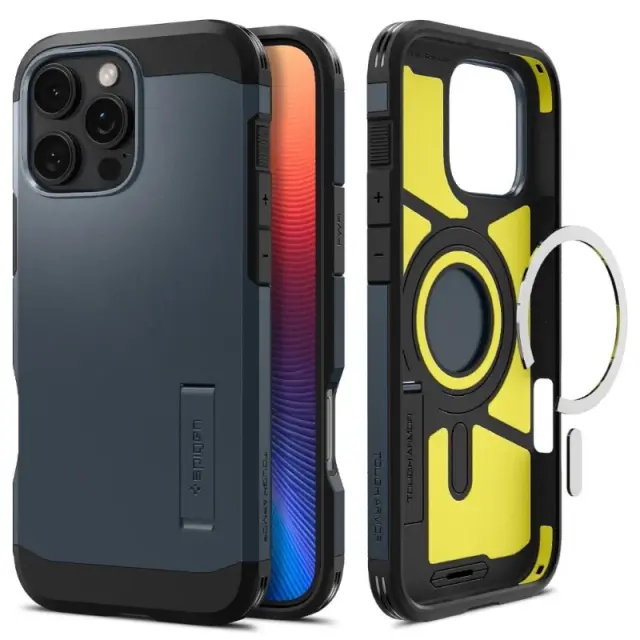 Spigen® Tough Armor™ AI (MagFit) ACS08014 iPhone 16 Pro Max Case – Metal Slate