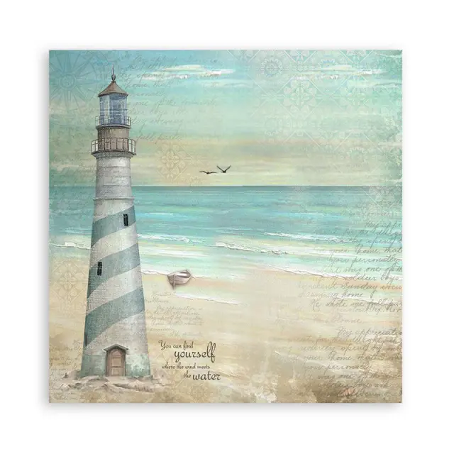 Τυπωμένο ύφασμα Stamperia, 30x30cm, 4 τεμ, Sea Land 2