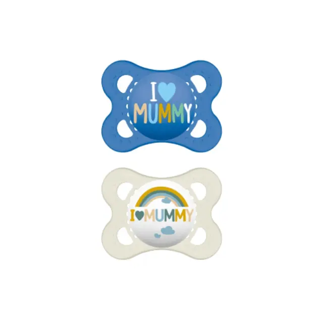 Mam Ι Love Mummy & Daddy Πιπίλες σιλικόνης 2-6 Μηνών (115SΒ2) Μπλε - Λευκό, 2τμχ