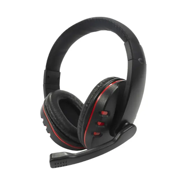 Ακουστικά Stereo Noozy GH-35 διπλού κονέκτορα 3.5mm για Gamers με Μικρόφωνο και Ρύθμιση Έντασης Ήχου Μαύρα-Κόκκινα 3