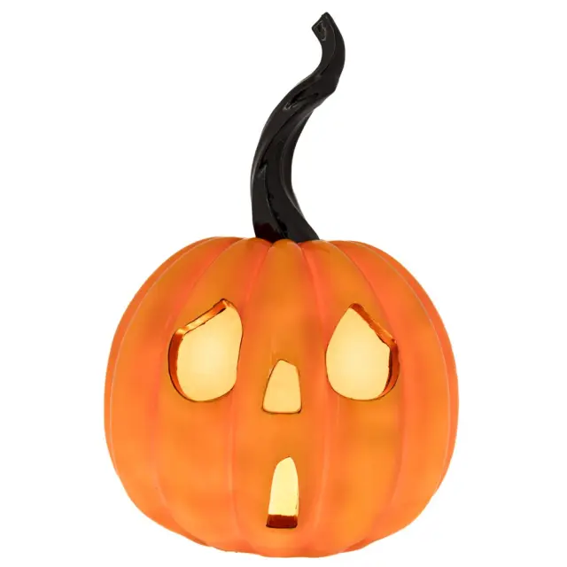 Κηροπήγιο κολοκύθα κεραμικό Halloween με φως 18x18x26cm Iliadis 90804