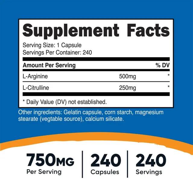 Nutricost L-Arginine L-Citrulline Complex Capsules 240 Capsules 2