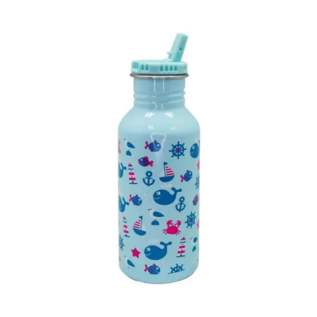 Nerthus Παιδικό Μπουκάλι Αλουμινίου (500ml) με καλαμάκι: Whale