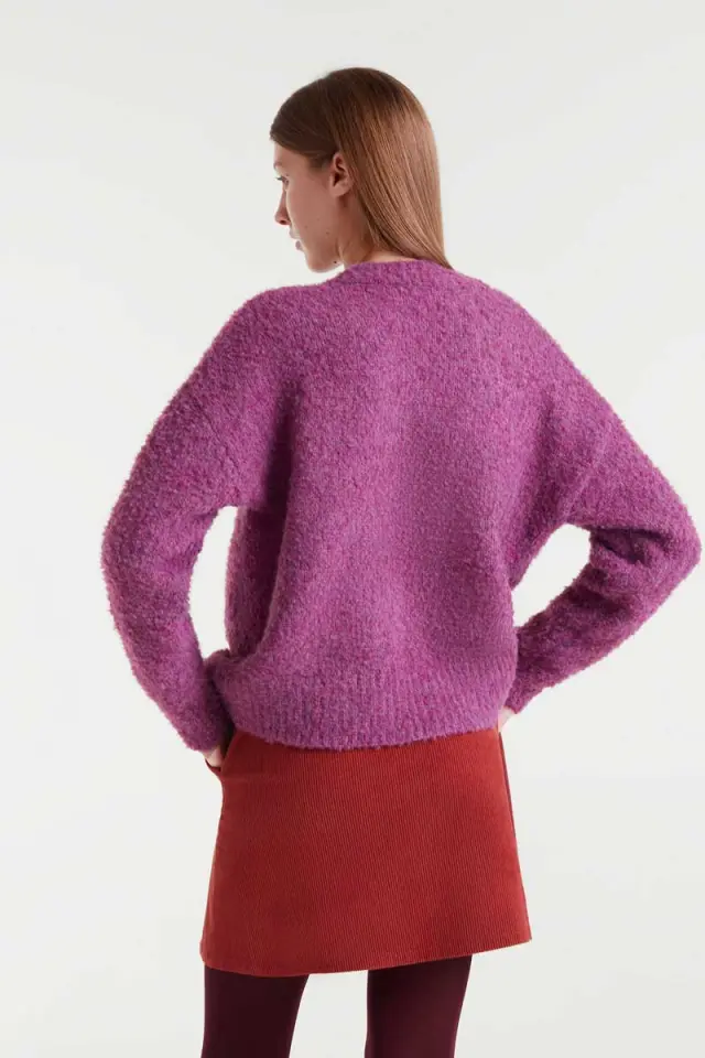 COMPANIA FANTASTICA Πουλόβερ Πλεκτό V-Neck Μωβ 2