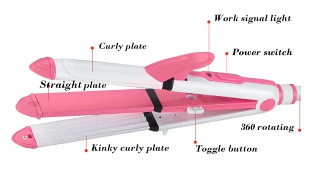 Ισιωτική μαλλιών - 3in1 - KM-1213 - Multistyler - Kemei - Pink/White 2