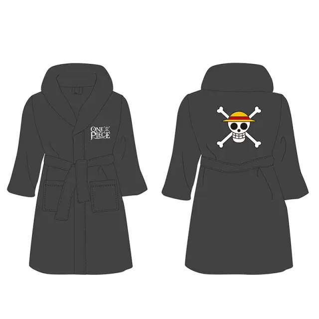 Μπουρνουζι One Piece Logo and pirate badge black robe size (Extra Large)