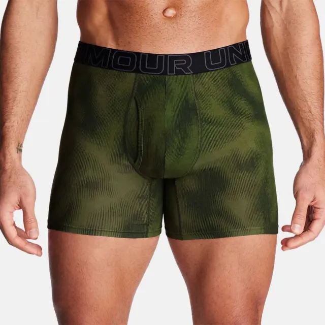 Under Armour Men's Performance Cotton Nov 6inch 3 Pack Boxer Underwear Μαύρο - Πράσινο 1383890-390 (Under Armour) - Small 2