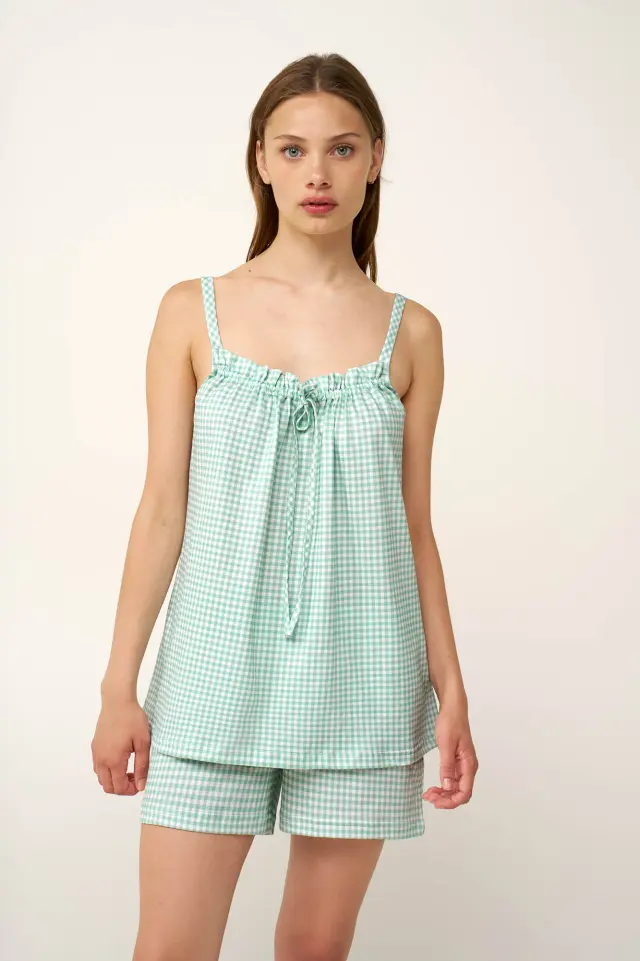 Vamp Pillow Talk Πιτζαμάκι Baby Doll Πτι-Καρό Green Harbor - XL