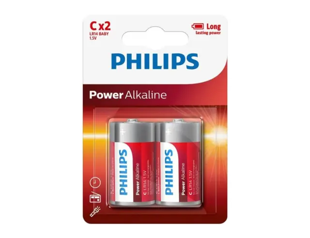 Αλκαλικές Μπαταρίες Philips Power Alkaline - C - 1.5V - 2 τεμάχια1009493