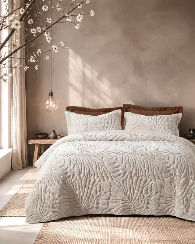 Κουβερλί 220x240 Υπέρδιπλο 530gsm Nima Silken Beige 100% Πολυέστερ
