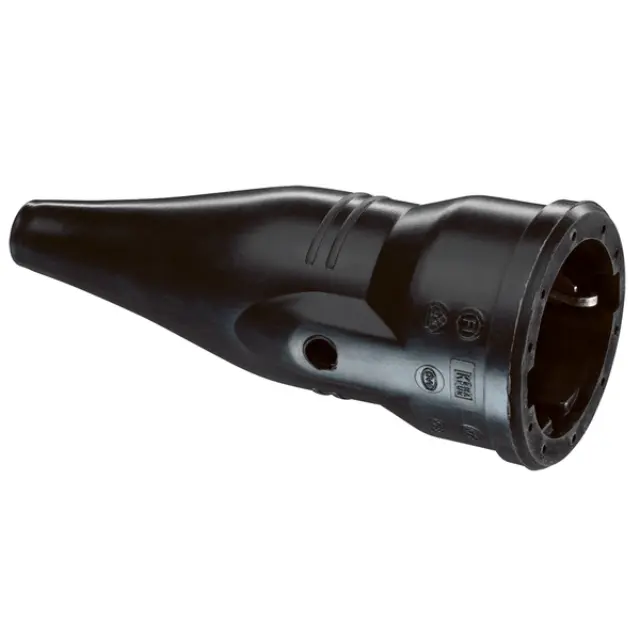 SCHUKO rubber connector, black, 3 x 1.5 mm² wiring space