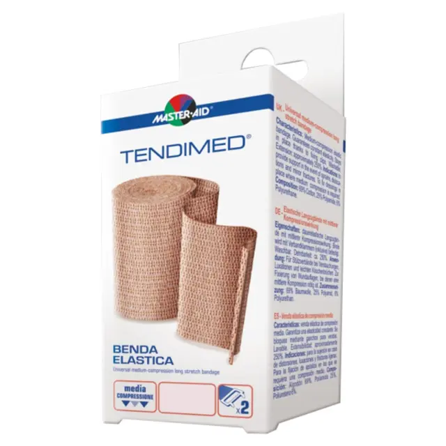 Master Aid Tendimed Πιεστικός & Ελαστικός Επίδεσμος Με Άγγιστρα Σε Καφέ Χρώμα, 4,5 x 8cm 1 τεμάχιο