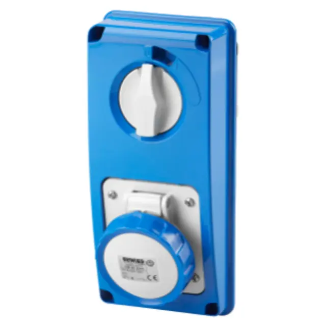 VERTICAL FIXED INTERLOCKED SOCKET OUTLET - WITHOUT BOTTOM - WITHOUT FUSE-HOLDER BASE - 2P+E 16A 200-250V - 50/60HZ 6H - IP67