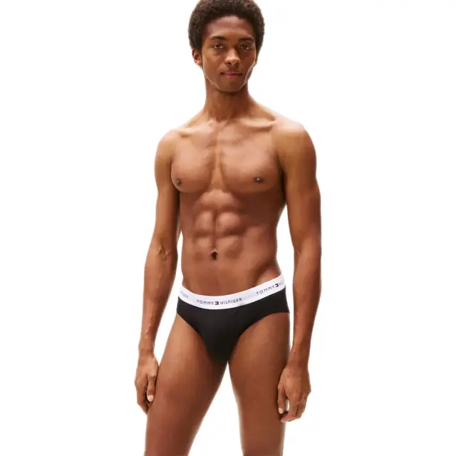 Tommy Hilfiger Ανδρικό Slip Signature Logo Waistband Briefs - Τριπλό Πακέτο, Χρώμα Black-Black-Black White Wb - S 3