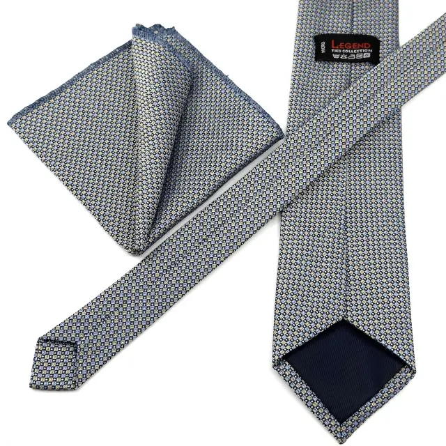 Γκρι Σχεδιαστική Γραβάτα Microfiber Σετ με Μαντηλάκι 3