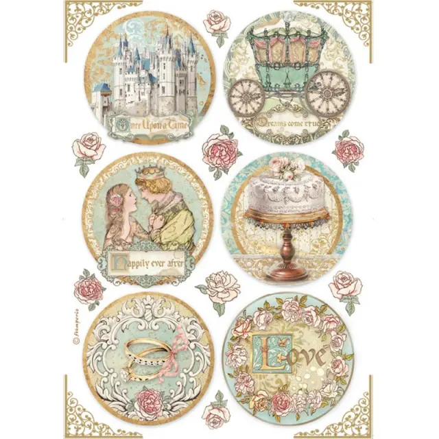 Ριζόχαρτο Stamperia 21x29cm, Sleeping Beauty, Round Frames