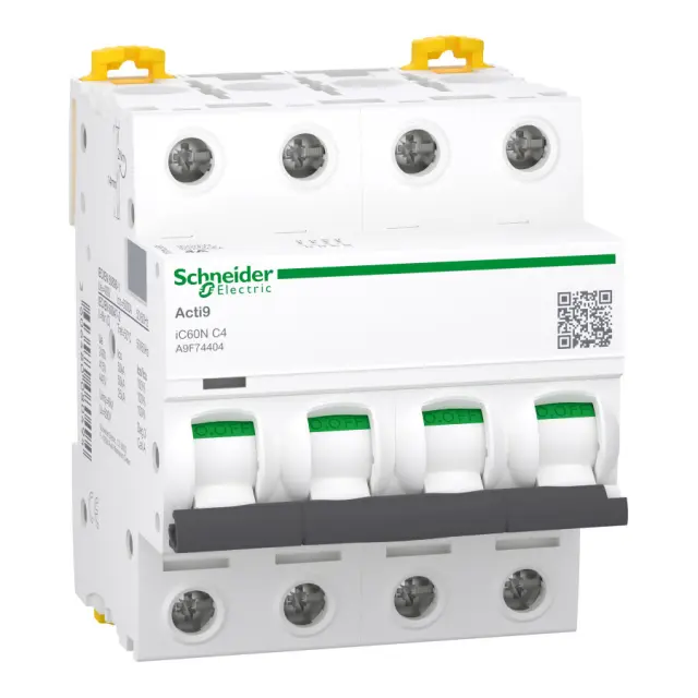 Miniature circuit-breaker, Acti9 iC60N, 4P, 4 A, C curve, 6000 A (IEC 60898-1), 50 kA (IEC 60947-2)