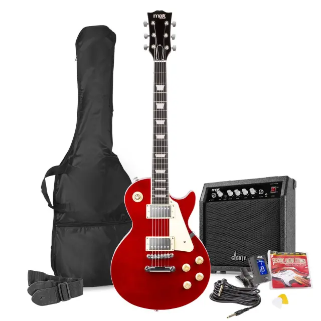 MAX GIGKIT ΠΑΚΕΤΟ ΗΛΕΚΤΡΙΚΗΣ ΚΙΘΑΡΑΣ LP STYLE DARK RED