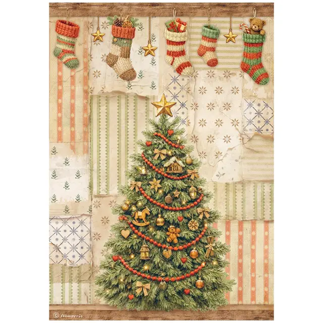 Ριζόχαρτο ντεκουπάζ Stamperia 21x29cm A4, SIlent Night, Χριστουγεννιάτικο δέντρο