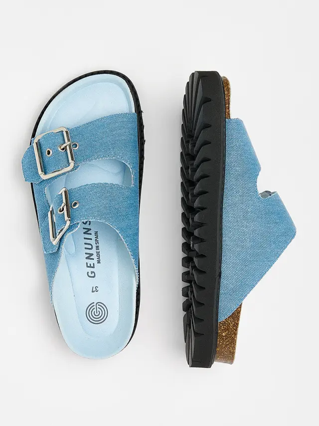 Genuins Πέδιλα Γυναικείο Άλλα Υλικά Μπλέ GEN/HONOLULU VEGAN DENIM 3