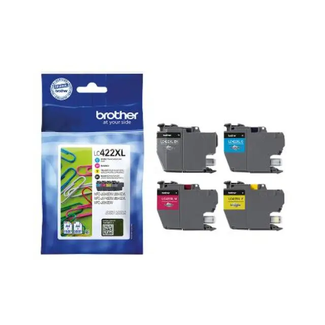 Brother LC422XL Γνήσιο Πακέτο 4 Μελανιών Εκτυπωτή InkJet Κίτρινο / Κυανό / Ματζέντα / Μαύρο (LC-422XLVAL)