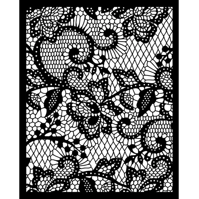 Thick Stencil Stamperia 20x25cm, Quiet Days, Δαντέλα με λουλούδια
