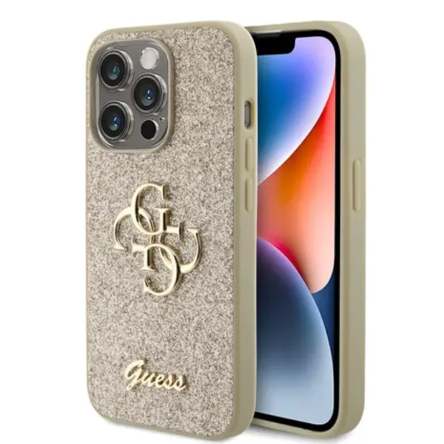 Guess iPhone 15 Pro Hardcase - Big 4G - Fixed Glitter - Gold