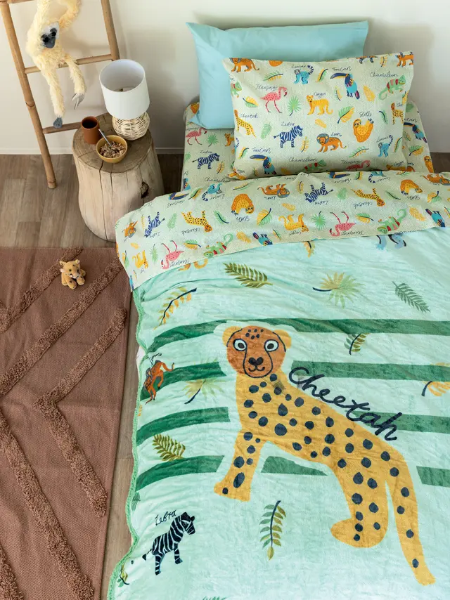 Κουβέρτα 160x220 Μονή 450gsm Palamaiki SW100 Πράσινο Flannel-Sherpa