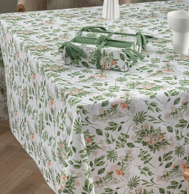 Τραπεζομάντηλο 140x220 Formal Dinner Palamaiki MH1000 Πράσινο-Λευκό 100% βαμβακερό 2