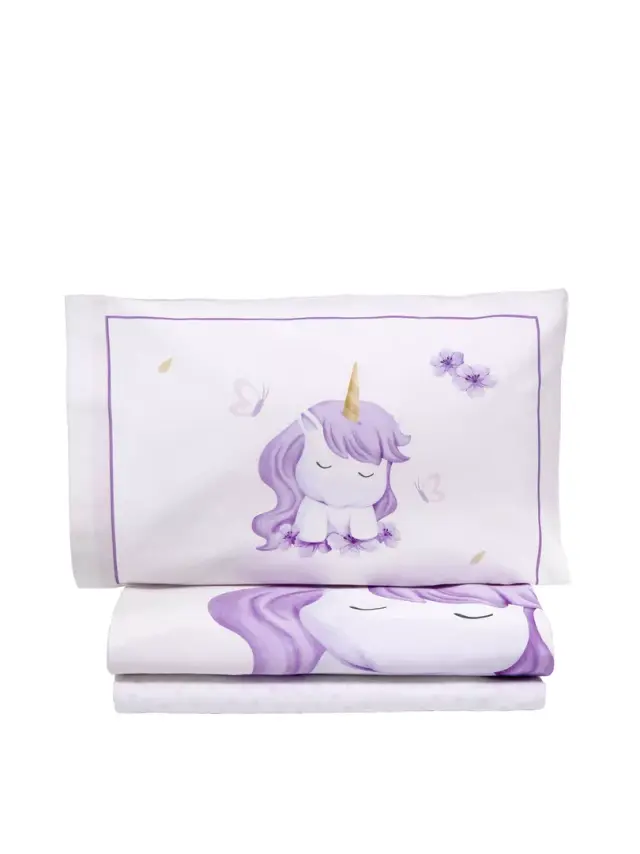 Σετ Παπλωματοθήκη Magical Unicorn Λιλά Κούνιας (1 x 110x145 + 1 Μαξιλαροθήκη 30x40)