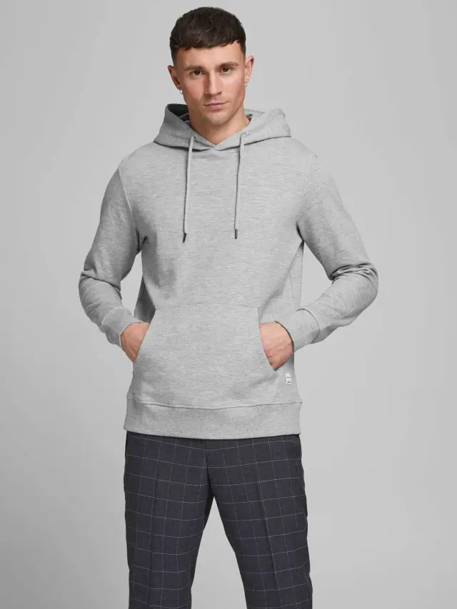 JJEBASIC SWEAT HOOD NOOS Light Grey Melange