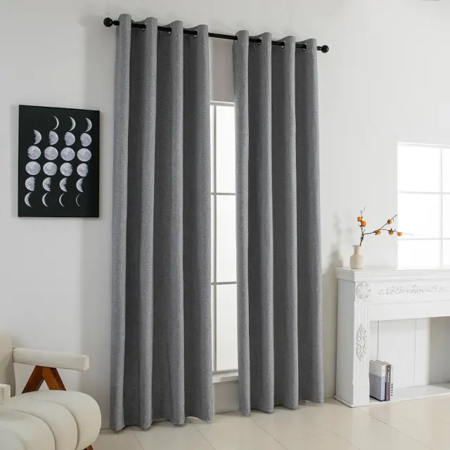 Beauty Home Κουρτίνα Full Blackout σκίασης με 8 κρίκους Elite Art 8392 Grey-Νο7 140x270 Σκούρο Γκρι 2