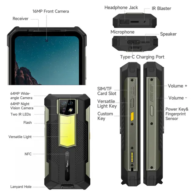 ULEFONE smartphone Armor 24, 6.78", 12/256GB, 22000mAh, IP68/IP69K, μαύρο 3