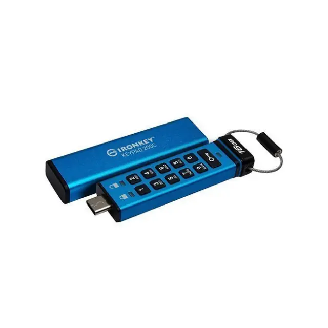 Kingston USB Stick IronKey Keypad 200C AES-256 16GB USB 3.2 Blue (IKKP200C/16GB)