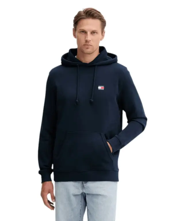 Tommy Hilfiger - Ανδρικό Φούτερ με Κουκούλα και Τσέπες Badge Regular Fit DM0DM20258-C1G Μπλε Σκούρο - S