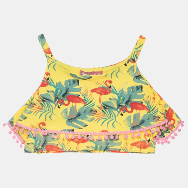 Μπλούζα crop με tropical μοτίβο