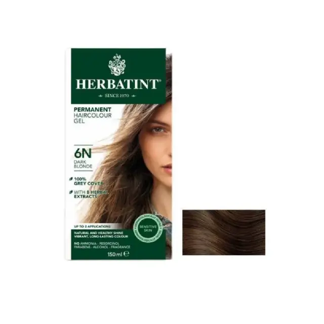 Herbatint Permanent Hair Color 6N Dark Blonde, Βαφή Μαλλιών Χωρίς Αμμωνία 6N Ξανθό Σκούρο 150ml