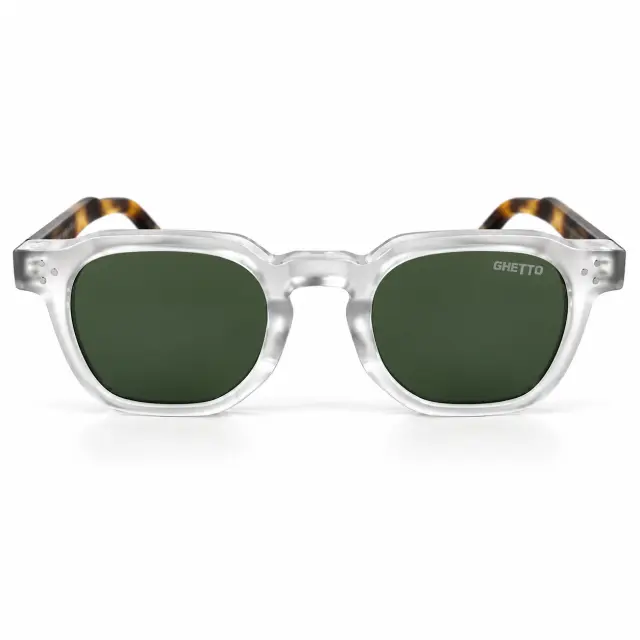Ghetto Sunglasses Clear Frame + Dark Green Lenses | Unisex