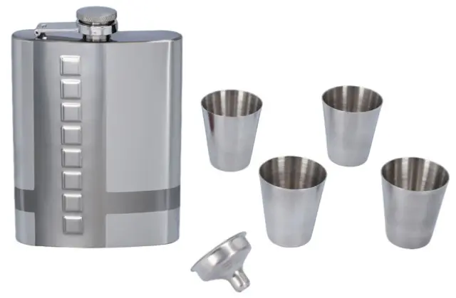 Flask Set Φλασκί Ποτού Πολυτελείας με 4 Σφηνοπότηρα Square (4118) - 240ml 2