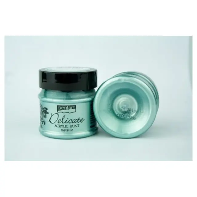 Delicate acrylic paint metallic 50ml Pentart - Greenish silver