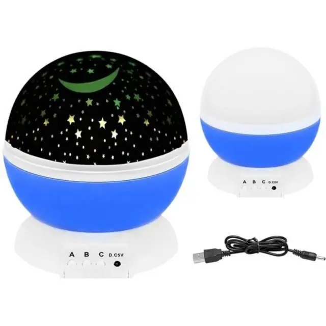 Περιστρεφόμενο Παιδικό Φωτιστικό Projector Αστέρια 64907 Μπλε 2