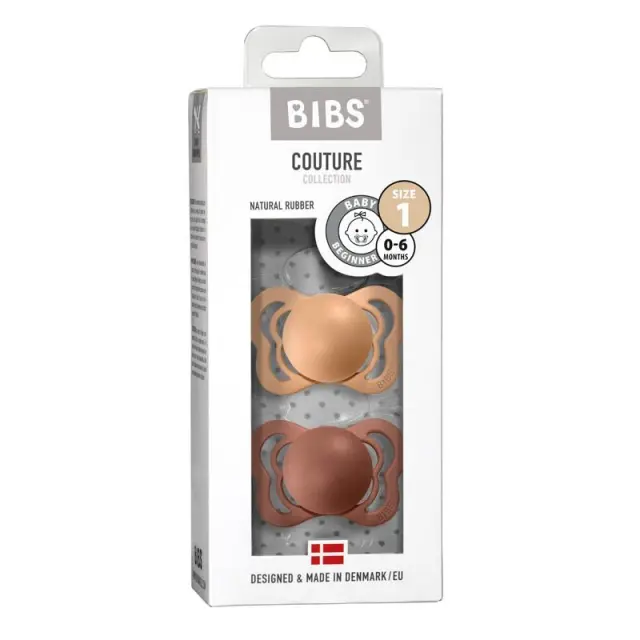 BIBS Couture Πιπίλες Καουτσούκ Ροδάκινο/Woodchuck Size1, 2τμχ