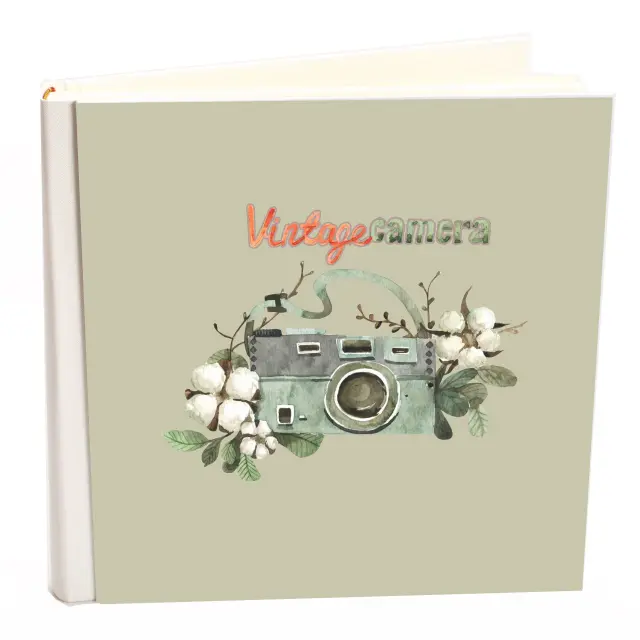 Άλμπουμ Δερματίνης συλλογής my album ,camera vintage green, άλμπουμ με ριζόχαρτο 35x35cm.Σε κουτί φύλαξης