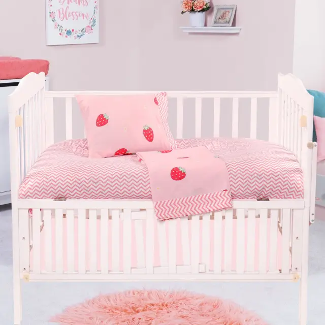 Σετ Σεντόνια Κούνιας 70x140+15 Beauty Home 5180 Ροζ Με Λάστιχο100% Βαμβακοσατέν