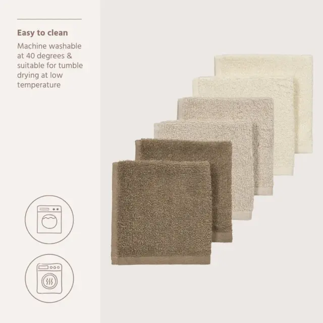Meyco Πετσετάκια Λαβέτες Πακέτο των 6 Natural/Soft Sand/Taupe (30x30cm) 2