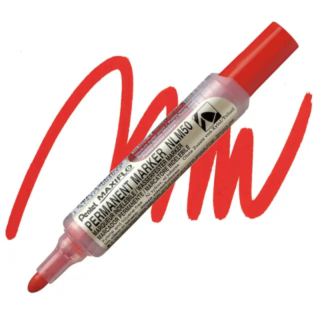 Μαρκαδόρος Ανεξίτηλος Pentel Maxiflo Permanent NLM50B - Red - 1τεμ