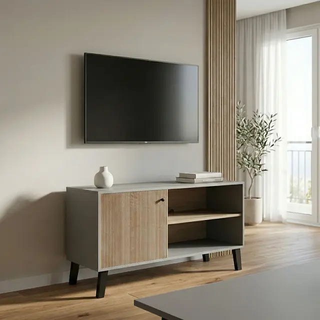 Έπιπλο τηλεόρασης Tuscany pakoworld sonoma-ανθρακί 100x40x51εκ