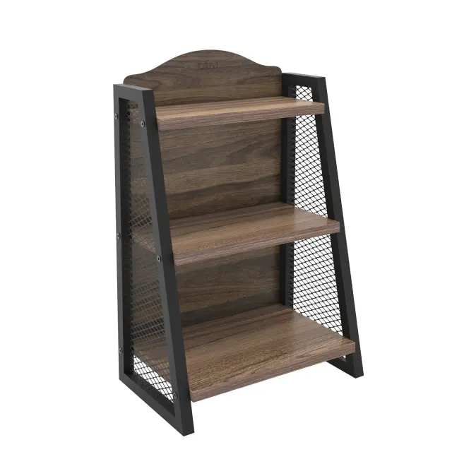 Ράφι T-Rack Καρυδί/Μαύρο Μελαμίνη/Μέταλλο 36x23x58cm